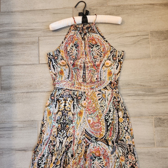 1.State Jumpsuit 2 Paisley Black Red Halter Wide Leg Back Tie Boho Comfy New$100 - Picture 12 of 16